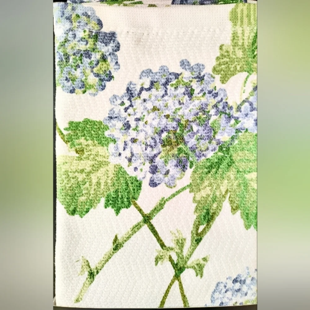 Ralph Lauren Kitchen Towel Set of 2 Blue Hydrangea Flowers 100% Cotton New